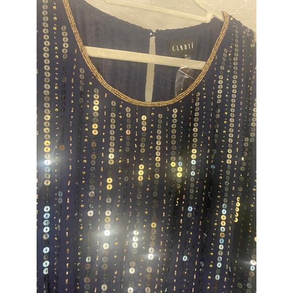 Clarte by Greylin- Navy with gold sequence dress size 2X - Picture 3 of 8